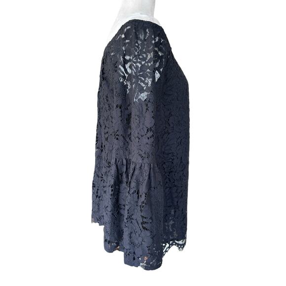 NWT Chaser Womens Black‎ Floral Lace Off Shoulder Bell Sleeve Top Size Medium - Picture 7 of 14